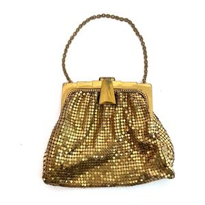 VTG Whiting & Davis Vintage Gold Metal Mesh Handbag Mini Evening Bag micro purse